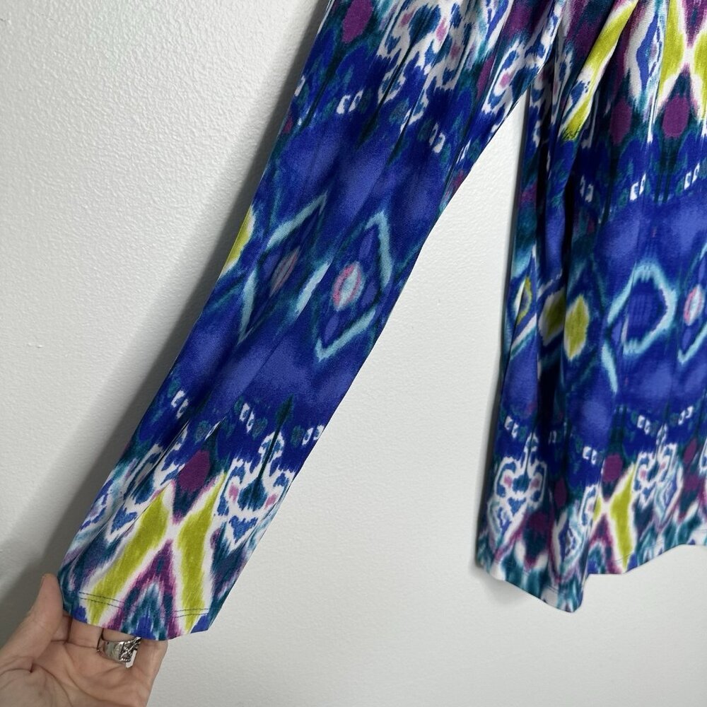 Jones New York Tunic Top 2X Blue Combo Ikat - Picture 6 of 13